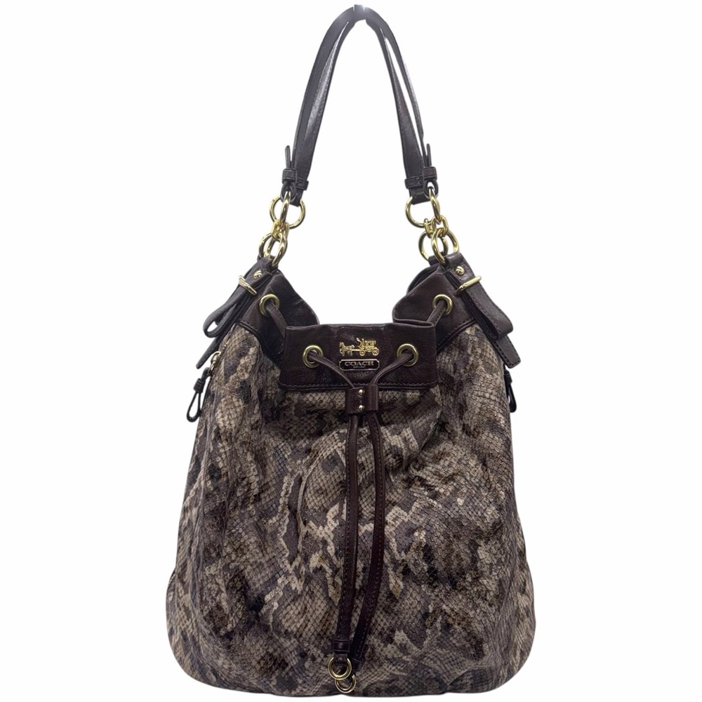 Coach Madison Python Large Marielle Drawstring Shoulder Bucket Bag